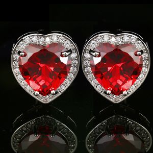 Mankiety linki czerwone serce kryształowe przyciski cyrkonu luksusowe spinki do mankiety dla męskich koszule biznesowe
