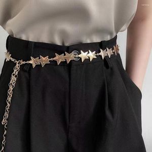Belts Punk Stars Waist Chain Belt Long Tassel Adjustable Thin Corset Narrow Strap Skirt Dress Trouser Decorative Waistband Y2K