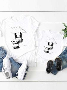 Passende Familien-Outfits, passende Familien-Outfits, Tier-Panda-Aufdruck, Damen, Kind, Sommer, Mutter, Mama, Mädchen, Junge, Mutter, T-Shirt, T-Shirt, Kleidung, Kleidung