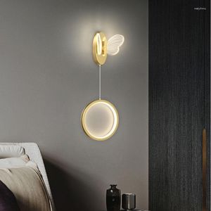 Настенные лампы скандинавские золотые черная светодиодная лампа бабочка