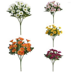 Flores decorativas 21 cabeças vintage seda flor artificial margarida branco quarto falso casamento carro mesa festa presentes decorações diy buquê