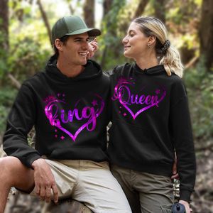 Mens Hoodies Sweatshirts Harajuku Fashion Lovers Autumn Vintage Casual Hooded King Queen Par Matching Outfits Hip Hop Streetwear 230809