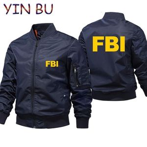 Herrjackor FBI United States FBI Shield Men's Pilot Air Thick Pilot Jackets Baseball Coat Motorcykel Bomber Windbreaker Jackor Plus Size 230809