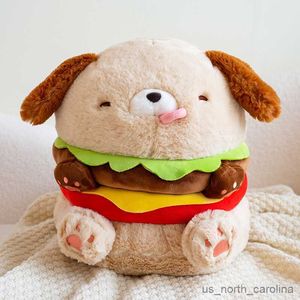 Stuffed Plush Animals 23/35CM Dog Burger Plush Toy Plush Cushion Hamburger Boy Girl Decor Gifts R230810