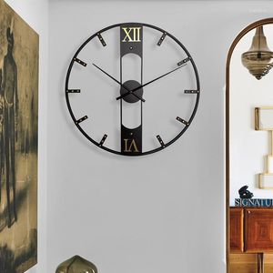 Wall Clocks Large Roman Numerals Modern 3D Round Metal Iron Accurate Silent Nordic Hanging Ornament Living Room Decoration