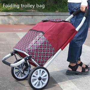 Shopping Bags Ultra Light Foldable Aluminum Alloy Trolley Bag Grocery Cart Supermarket Portable Detachable Travel Case