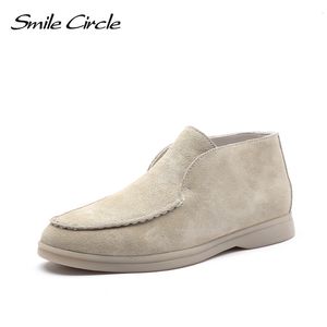 Gai Gai Gai Elbise Gülümseme Çevirme Kadınlar Gerçek Deri Çıplak Daireler Sıradan Ayakkabılar Slip-On Penny Loafers Sonbahar Bayanlar Tembel Ayakkabı 230809