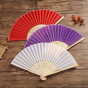 Chinese Style Products Retro Folding Silk Fan Chinese Style Decorative Men Pocket Bamboo Handle Hand Held Fan Party Favors Home Decoration Crafts R230810