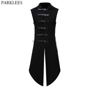 Men's Vests Men's Black Gothic Steampunk Velvet Vest Medieval Victorian Double Breasted Men Suit Vests Tail Coat Stage Cosplay Prom Costume 230809