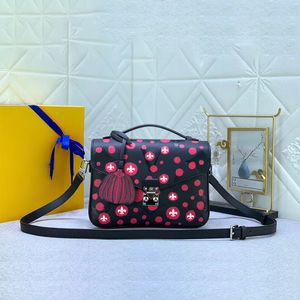 Mulher designer crossbody saco clássico aba bolsa tote yayoi kusama bolsa de couro pochette 3d pontos pintados