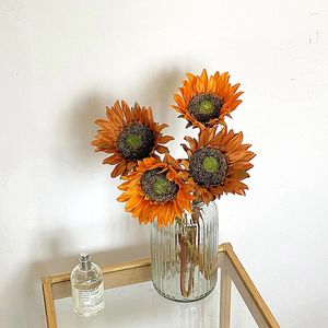 Decorative Flowers 45CM American Oil Painting Sunflower Artificial Silk Home Living Room Decoration Rural Props Pography