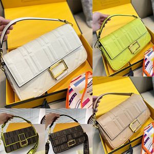Mehrfarbige Baguette-Schultertaschen für Damen, Designer-Handtaschen, Geldbörsen, geprägte Buchstaben-Umhängetasche, Oberteile, hochwertige Unterarmtasche mit Box