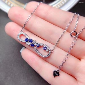 Kedjor Designstil Sapphire Necklace Pendant Totalt 0,5ct 3mm Natural 18K Gold Plating 925 Silver Jewelry