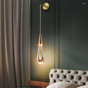 Wall Lamp Flowing Gold Water Drop Light Luxury Small Chandelier Personality Creative Modern Living Room Background Crystal LED