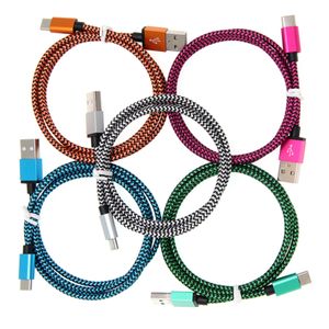 Fabric Nylon Braid Micro USB Cable Type C Fast Charging Charger Data Cables Cord For Android Phone