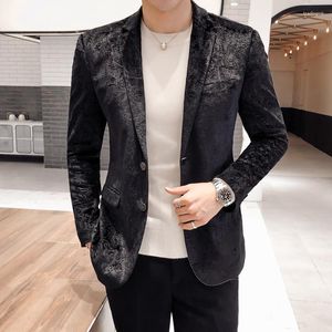 Men's Suits Iwhanker British Style Suit Coat Slim Fit Blazer Jacket Print Long Sleeve Wedding Dress Business