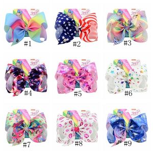 8 -дюймовый jojo bowknot hairpin kids rainbow unicorn barrette с бриллиантовым мультфильмом Bows Barrette Baby Clipszzzzzzzzzzzz