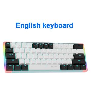 usb wired mechanical gaming keyboard blue red switch 61 keys gamer russian brazilian portuguese for computer laptop
