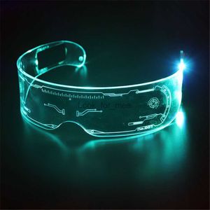 Cyberpunk Clear Lenses 7 Färg LED -lampevisirglasögon för Halloween Party HKD230810