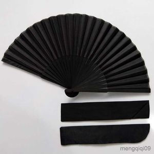 Chinese Style Products Chinese Style Black Hand Fold Fan Vintage Folding Fans Handmade Crafts Wall Decoration Relax Kit Dance Wedding Party Favor R230810