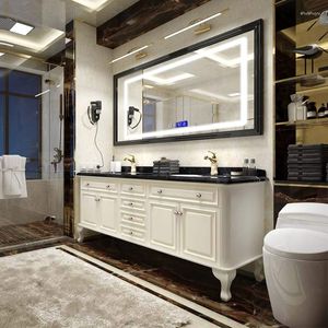 Badzubehör-Set, intelligenter Spiegel, Badezimmerschrank, Eichenholz, doppelseitiges Waschbecken