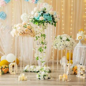 10pcs/ Lot Table Flower Rack 40/60 /80 /100 CM Tall Acrylic Crystal Wedding Road Lead Wedding Centerpiece Event Party Decoration HKD230823