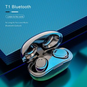 T1 Bluetooth Headset Tillverkare Earphone Sports Outdoor Wireless Headset 5.0 med laddningsverksamhetens touch -headset Auricular