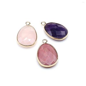Pendant Necklaces Natural Stone Section Water Drop Rose Quartz Amethyst Healing Crystals Charms For Jewelry Making DIY