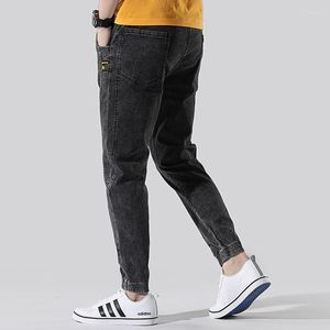 Mäns jeans Svart och grå klassikerövergripande högskolestudenter Hip-Hop Casual Jogging Pants Fashion Street Men Casua