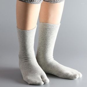Men's Socks Japanese Style 2 Toe Solid Color Cotton Men Women Breathable Separate Flip Flop Two Fingers Warm Mid Tube