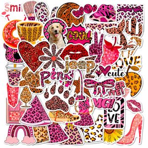 50st Leopard Print mönster graffiti klistermärken flickor rosa svart fläckiga ins estetik vattentät borttagbar kolv gitarrtelefon diy dekaler 2 teman för välj
