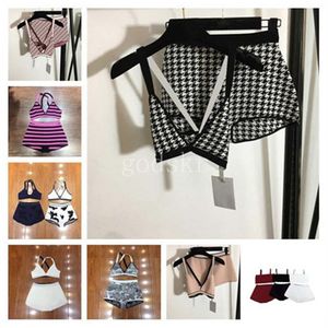 Klassiska kvinnors underkläder set bikini textil brev tryckta damer sexiga underkläder lyxiga stickade kvinnor underkläder badkläder259q