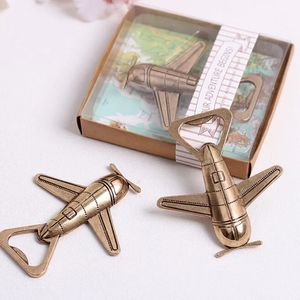 Flygflasköppnare Bröllopsfavorer Retro Air Plan Travel Beer Bottle Opener för gäster, fest souvenirer eller dekorationer 2 stilar