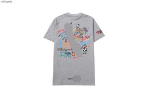 Graffiti T Shirt Mens Fashion Chromez Designer koszulka Che Heartz Summer Płomienie Krzyżowe ramię za okrągłą szyję T-shirt Męskie miłośnicy kobiet