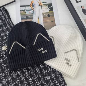 miu letters cute Cat's ears (Steamed cat-ear shaped bread) knitting hat autumn and winter foreign style ear protection hat versatile warm wool hat