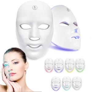 Ansikte massager trådlös pon terapi hudföryngring luminoterapi led mask USB -laddning 7 färger hudvård skönhet enhet hem användning 230809