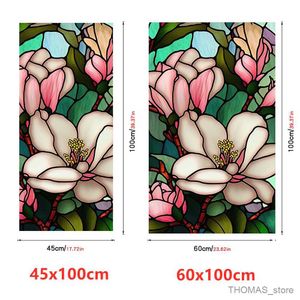 Window Stickers Colorful Retro Flower Birds Window Glass Electrostatic Stickers Removable Window Privacy Stained Decorative Film for Home Office R230810