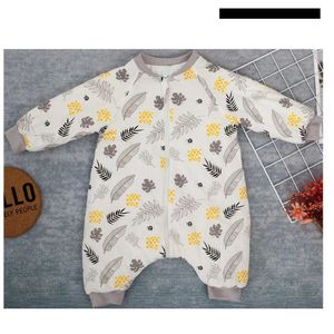 Pyjamas baby sovsäck långärmad elefant tryckt barn pyjamas bomullsisolering sparkbeständig baby sovväska z230810