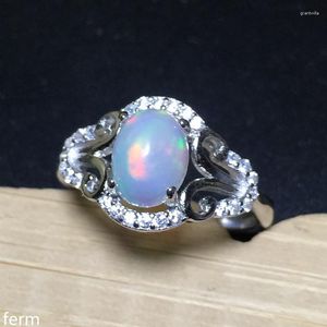 Cluster Rings KJJEAXCMY Fine Jewelry Natural Opal Ring 925 Pure Silver Inlaid With Color Beautiful Low Price