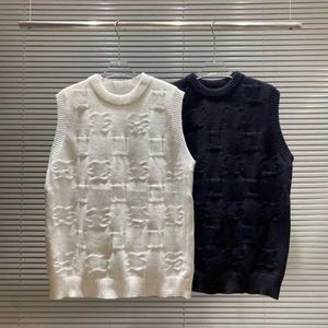 Lyxvarumärke ulltröja 3D Jacquard Knit Sweaters Designer T Shirt ärmlös Vint Winter Warm Pullover Coat Män Kvinnor Sticked Tank Top Casual Shirts