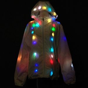 Kvinnors jackor 1st vattentät led jacka klädklänning kappa färgglada blinkande lampor halloween julfest kostymer 230809