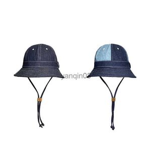 Chapéus largos chapéus chapé de balde japonês retro lavagem jeans de jeans caçador de gorros caçando casquette bob sombrero hombre chapeu feminino homens jeans caps hkd230810