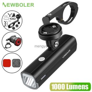 Cykelbelysning Newboler Bike Front Light Hoisting Strålkastare USB Cykelljus 1000lm Cykelbelysning 4800mAh MTB Bike Lamp för GoPro Holder HKD230810