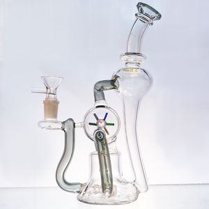 Glass Colorful Windmill Dab Rig tornado Recycler Hookah Bong Thick Clear Glass Water Pipe Heady Oil Rigs Pot With 14mm Joint Bowl