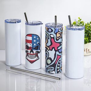 USA/CA Warehouse Custom Thermos Flask 20oz Double Wall Stainless Steel Tumbler with Lid and Straw 4.23