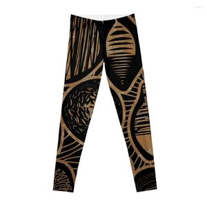 Calça Active Padrão Sépia Vintage - Legging Estilo Linogravura Legging Feminina Esportiva