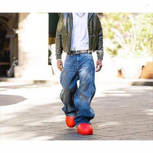 Erkekler Kot Firmranch 2023 Mavi Twist Wavy Strip Baggy Erkek Kadınlar Büyük Boyu Uzun Denim Pantolon Hip Hop Sokak Giyim Pantolon