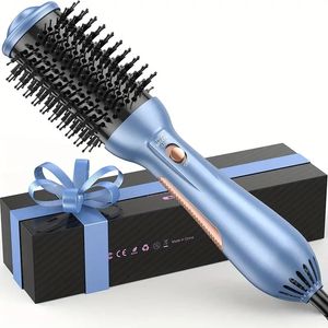 One-Step Hair Dryer & Volumizer Styler: Negative Ion Anti-frizz Ceramic Titanium Barrel Hot Air Brush for Salon-Quality Drying, Straightening & Curling!