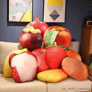 Fyllda plyschdjur 40-55 cm Simuleringsfrukter Plush Toy Mango Strawberry Pineapple durian Kiwi Cantaloupe fylld kast heminredning R230810