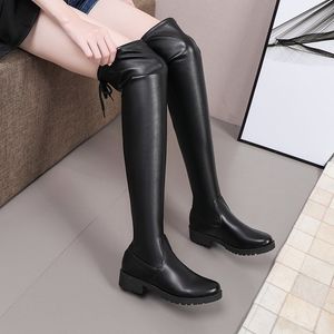 Boots Black Thigh High for Women 2023 Autumn Round Toe Platform Women's Slim Look Thin Sexy Party Ladies Long 230817